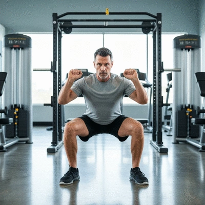 Person performing a squat with perfect form, illustrating proper biomechanics for injury prevention