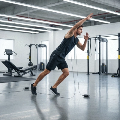 Professional athlete undergoing detailed movement analysis with motion sensors